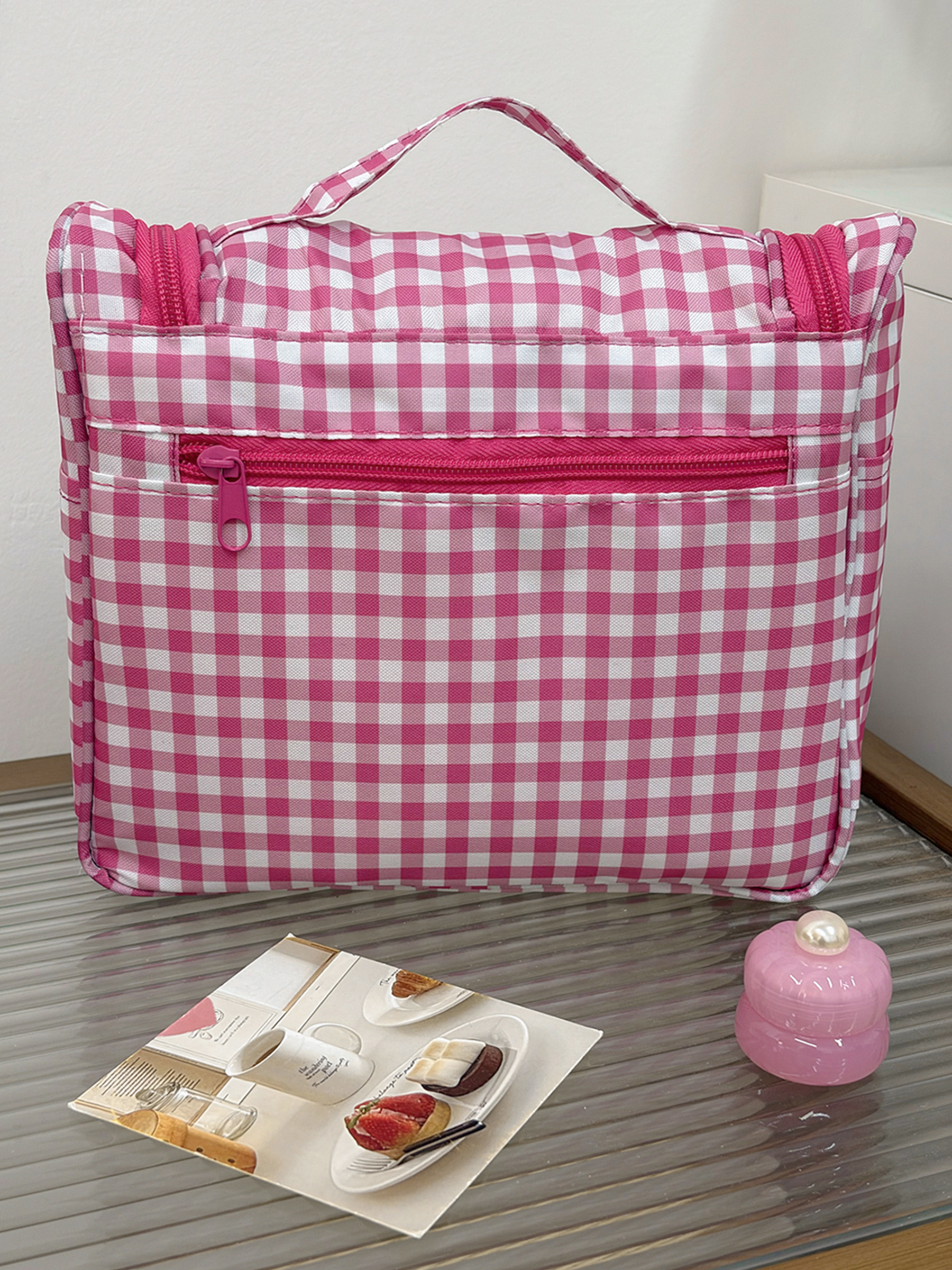 Airfriend Cute Grid Makeup Bag - مراجعة Luxury Bags In China Wholesale وسعره