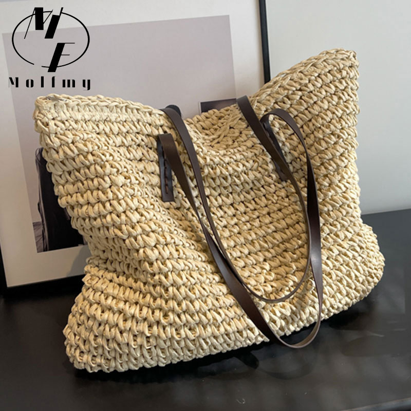 Straw Woven Tote Bags Casual L - مراجعة Luxury Bags Shopping وسعره