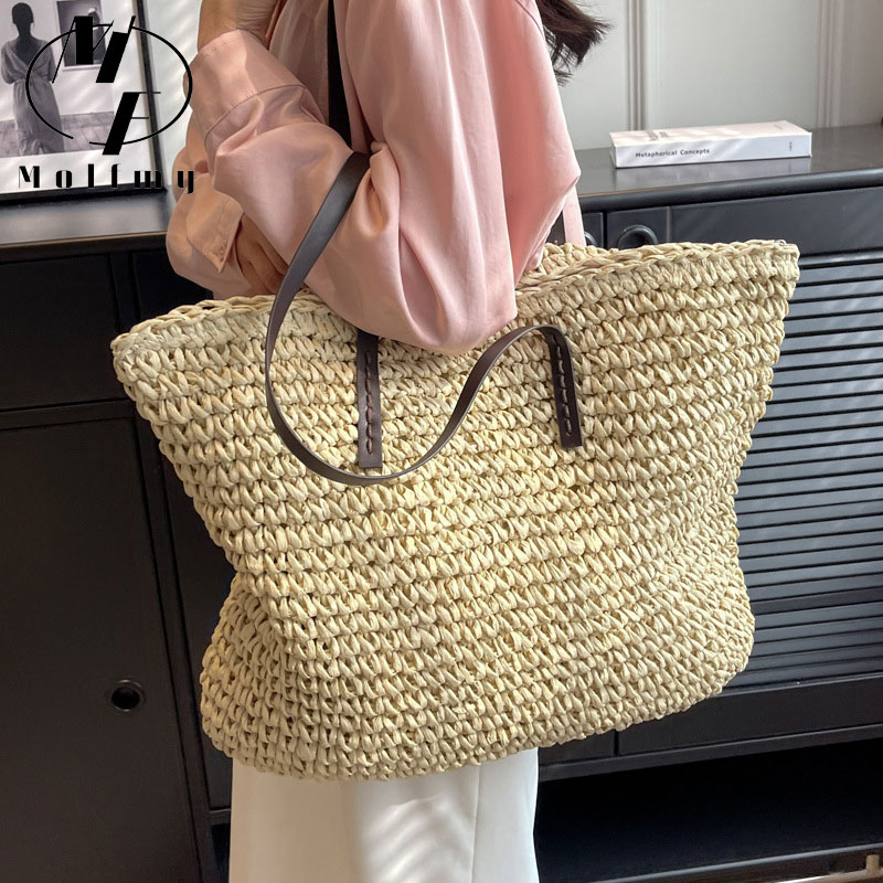 Straw Woven Tote Bags Casual L - مراجعة Luxury Bags Shopping وسعره