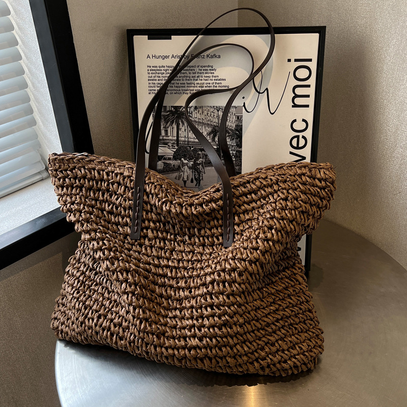 Straw Woven Tote Bags Casual L - مراجعة Luxury Bags Shopping وسعره